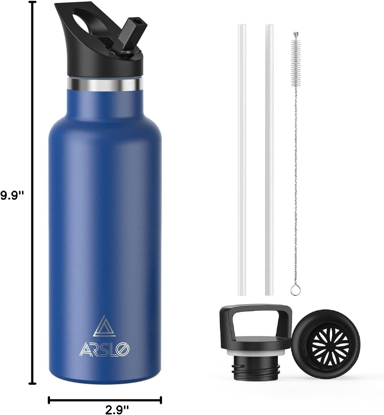 Stainless Steel Double Wall Water Bottles, Vacuum Insulated Bottle with Straw Lid, Insulated Water Bottle Keeps Water Cold for 24 Hours, Hot for 12 Hours, Hiking, Sports